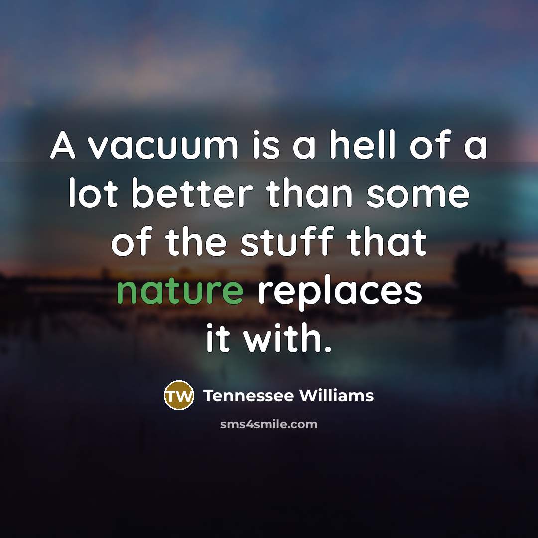 “A vacuum is a hell of a lot better than…” quote by Tennessee Williams