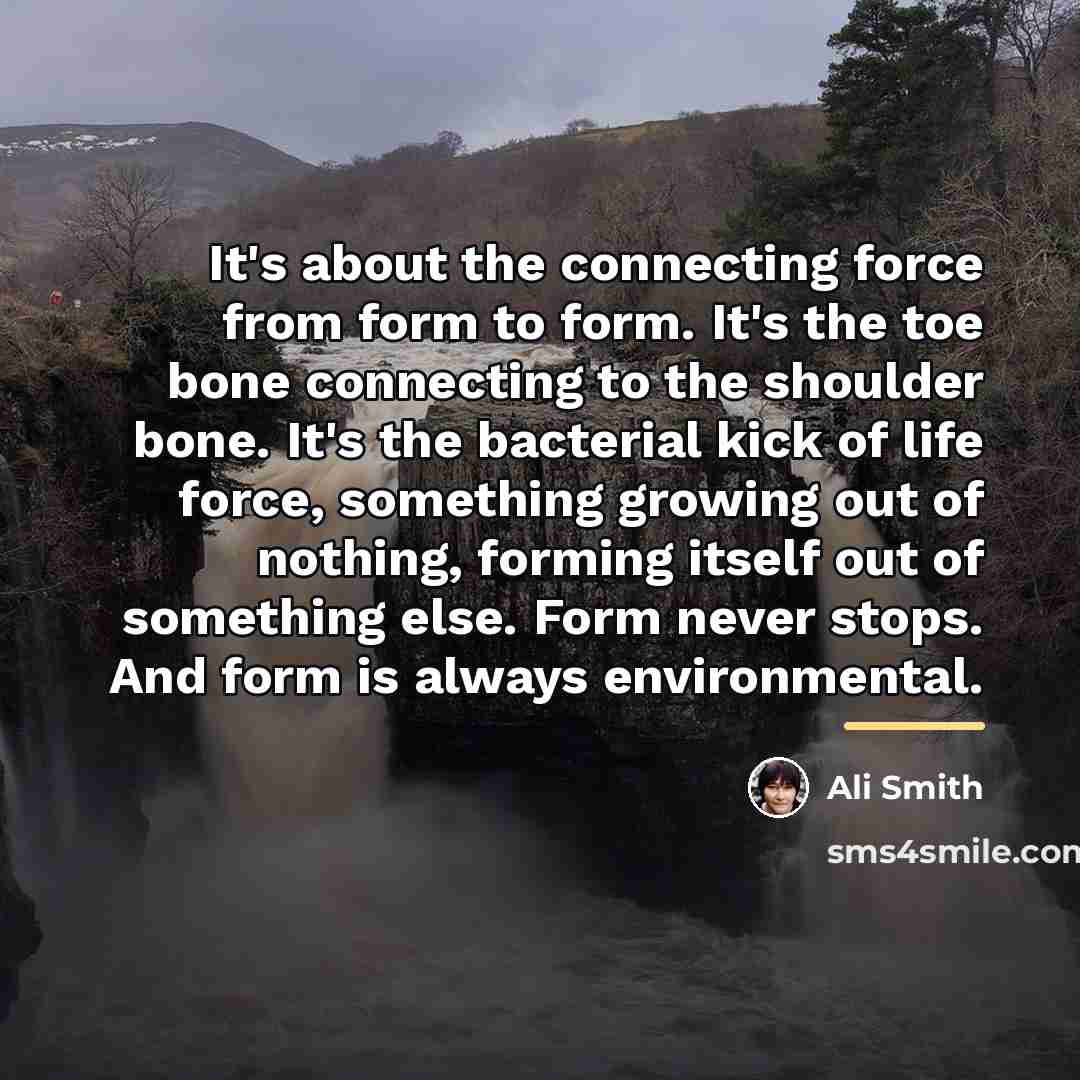 “It's about the connecting force from form to form. It's…” quote by Ali Smith