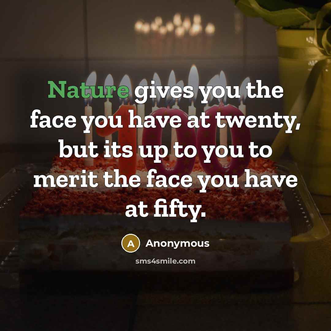“Nature gives you the face you have at twenty, but…” quote by Anonymous