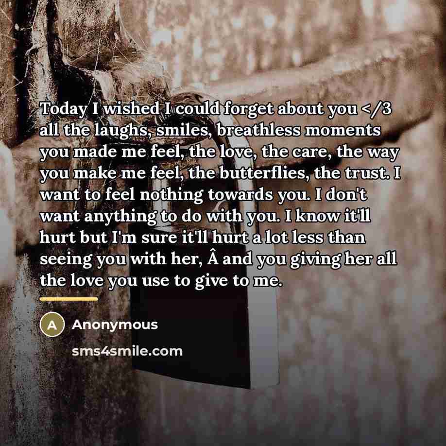 “Today I wished I could forget about you…” quote by Anonymous