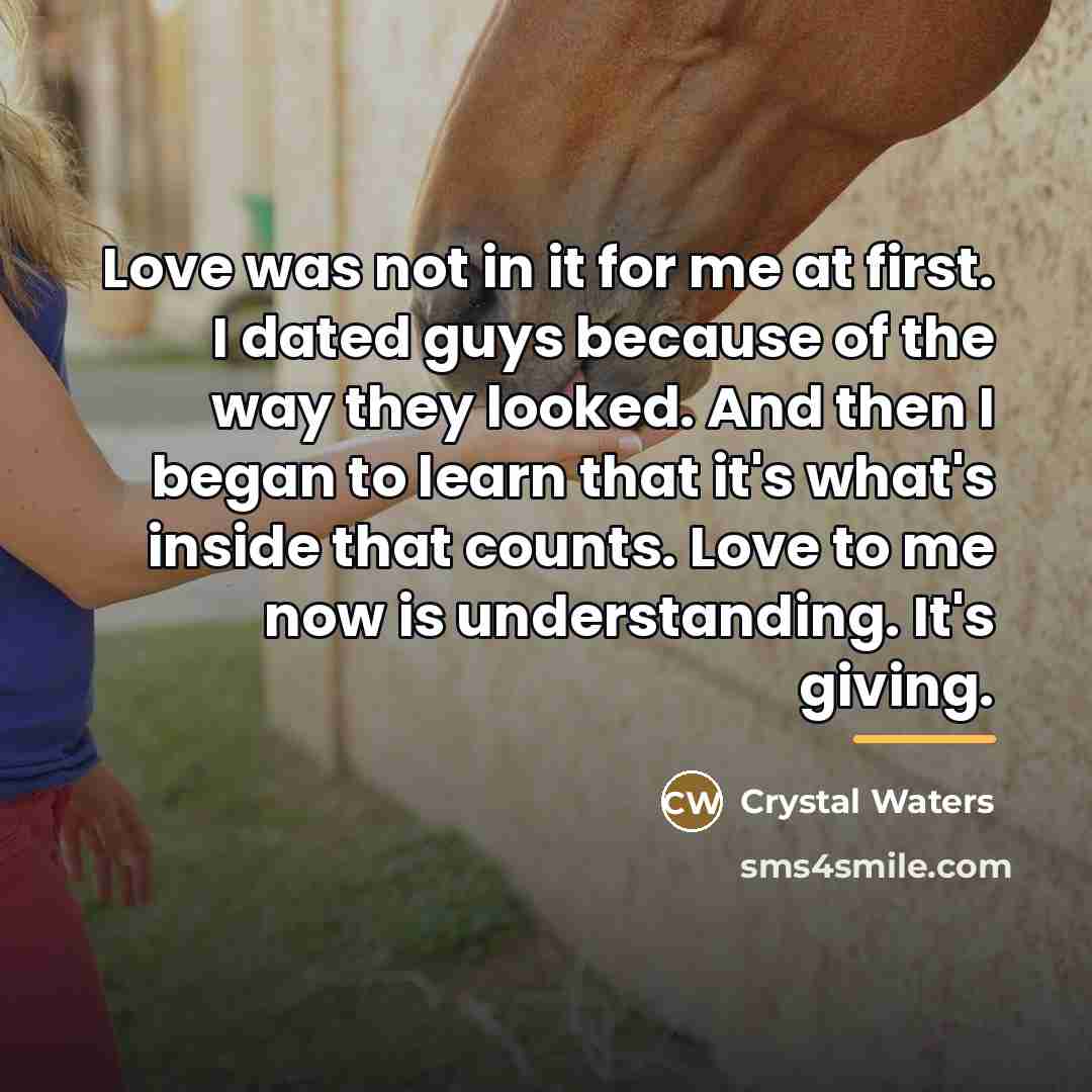 “Love was not in it for me at first. I…” quote by Crystal Waters