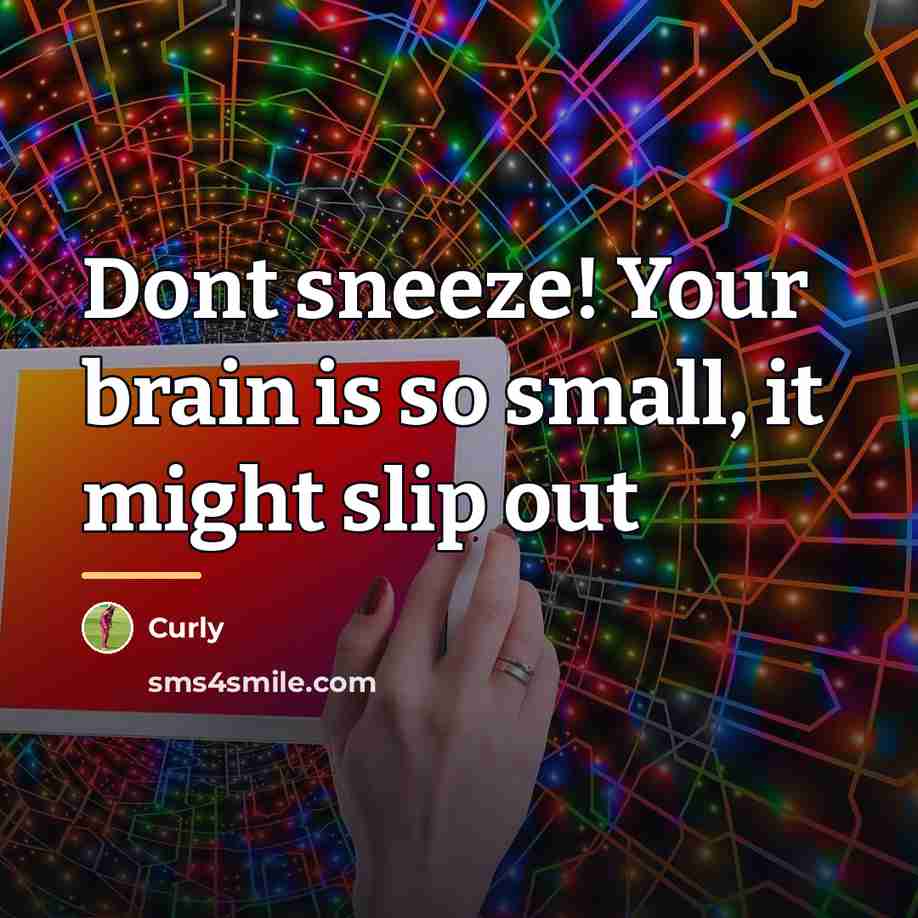 “Dont sneeze! Your brain is so small, it might slip…” quote by Curly