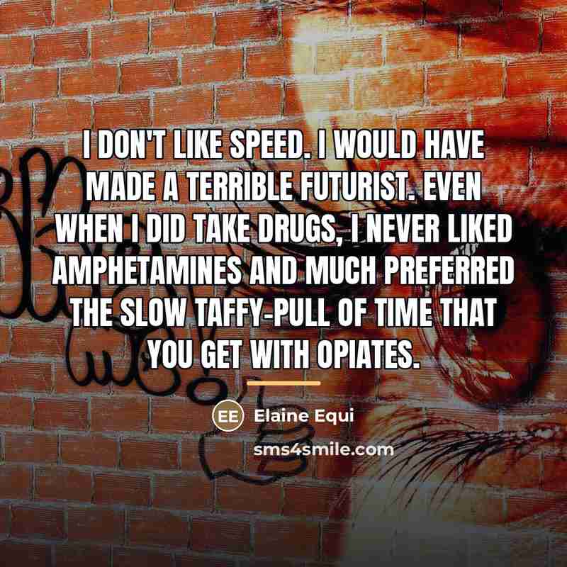 “I don't like speed. I would have made a terrible…” quote by Elaine Equi