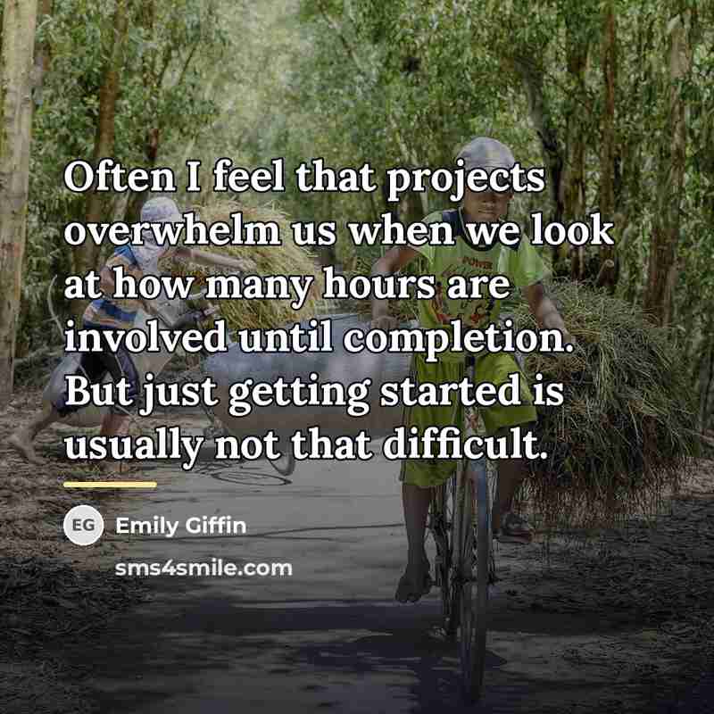 “Often I feel that projects overwhelm us when we look…” quote by Emily Giffin