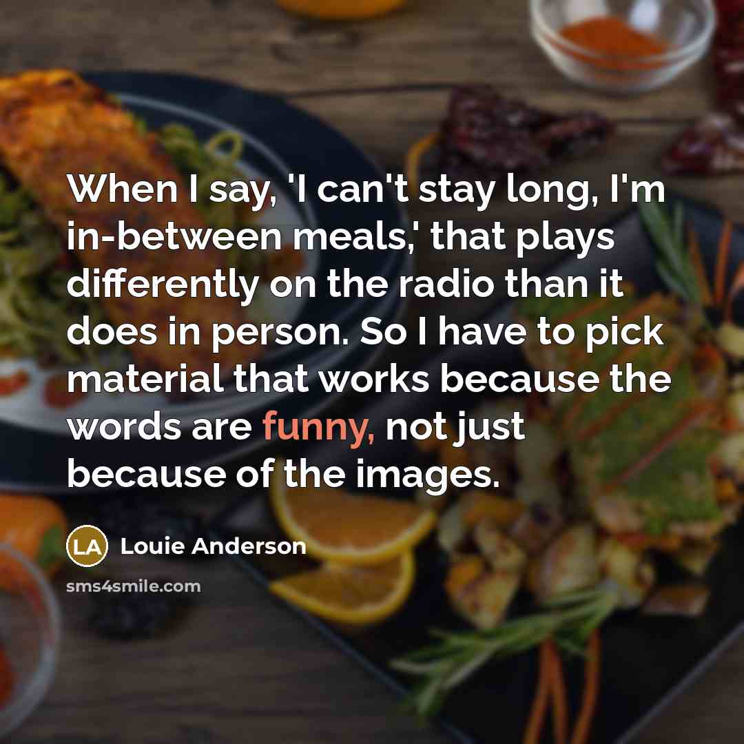 “When I say, 'I can't stay long, I'm in-between meals,'…” quote by Louie Anderson