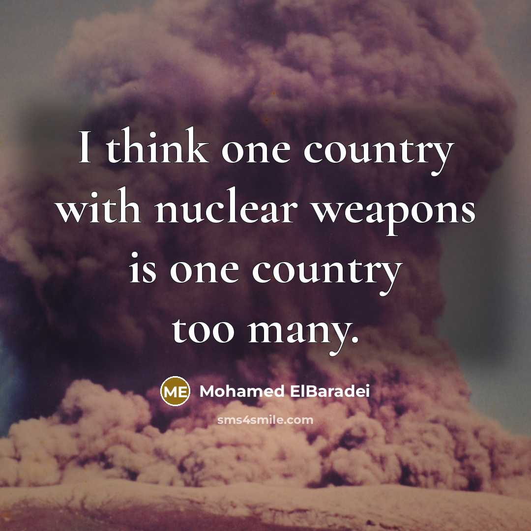 “I think one country with nuclear weapons is one country…” quote by Mohamed ElBaradei