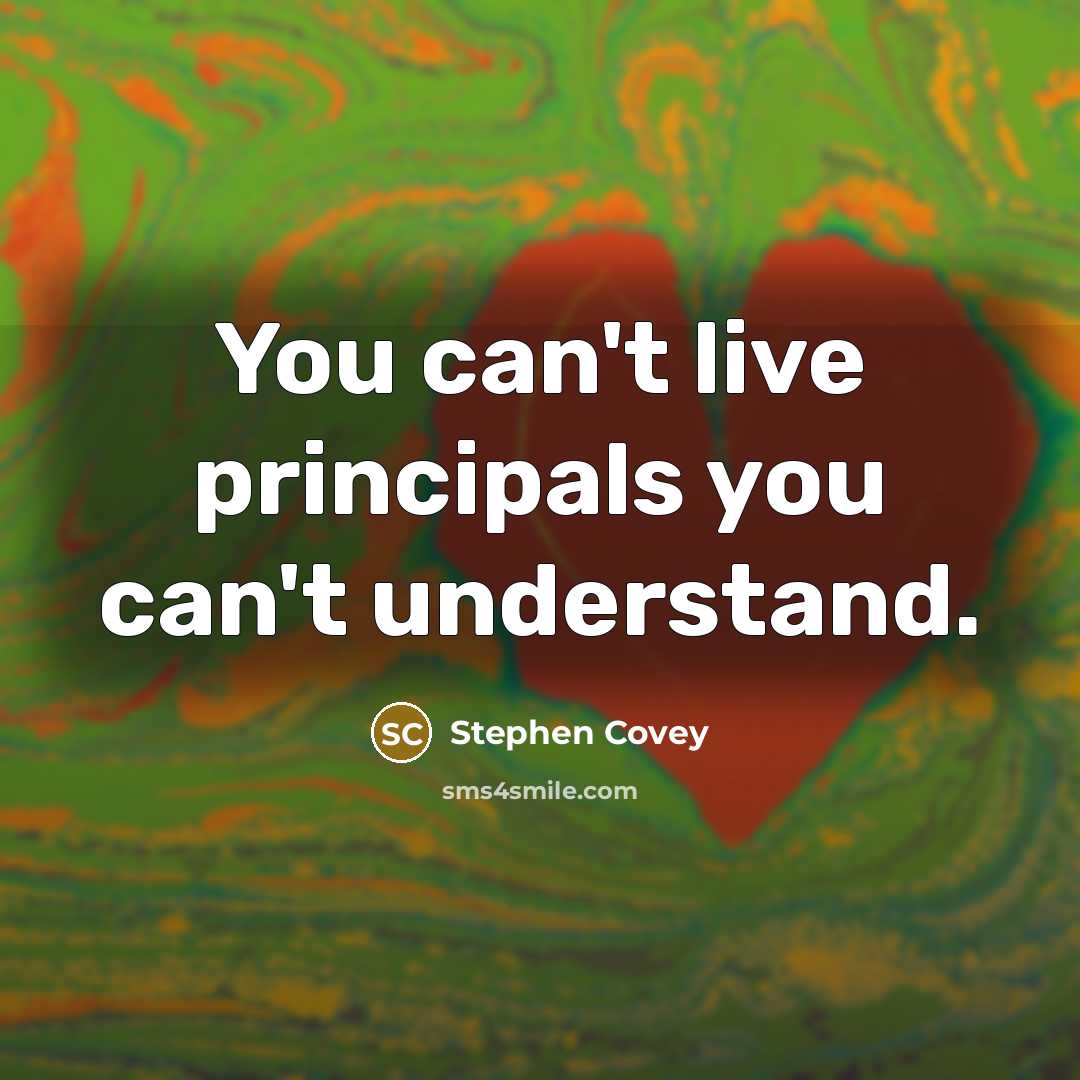 “You can't live principals you can't understand.…” quote by Stephen Covey