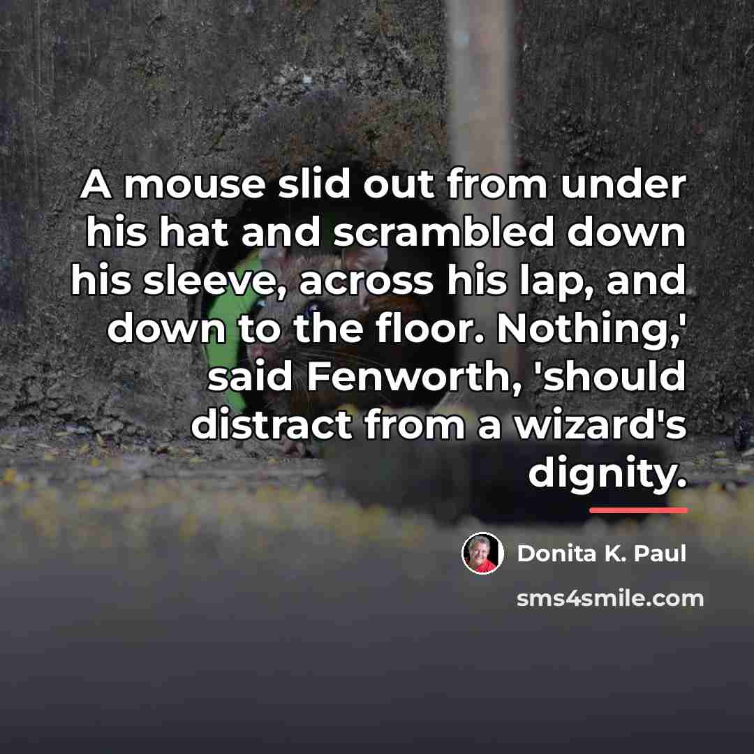 “A mouse slid out from under his hat and scrambled…” quote by Donita K. Paul