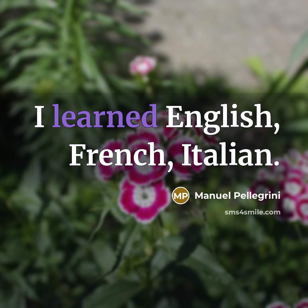 “I learned English, French, Italian.…” quote by Manuel Pellegrini