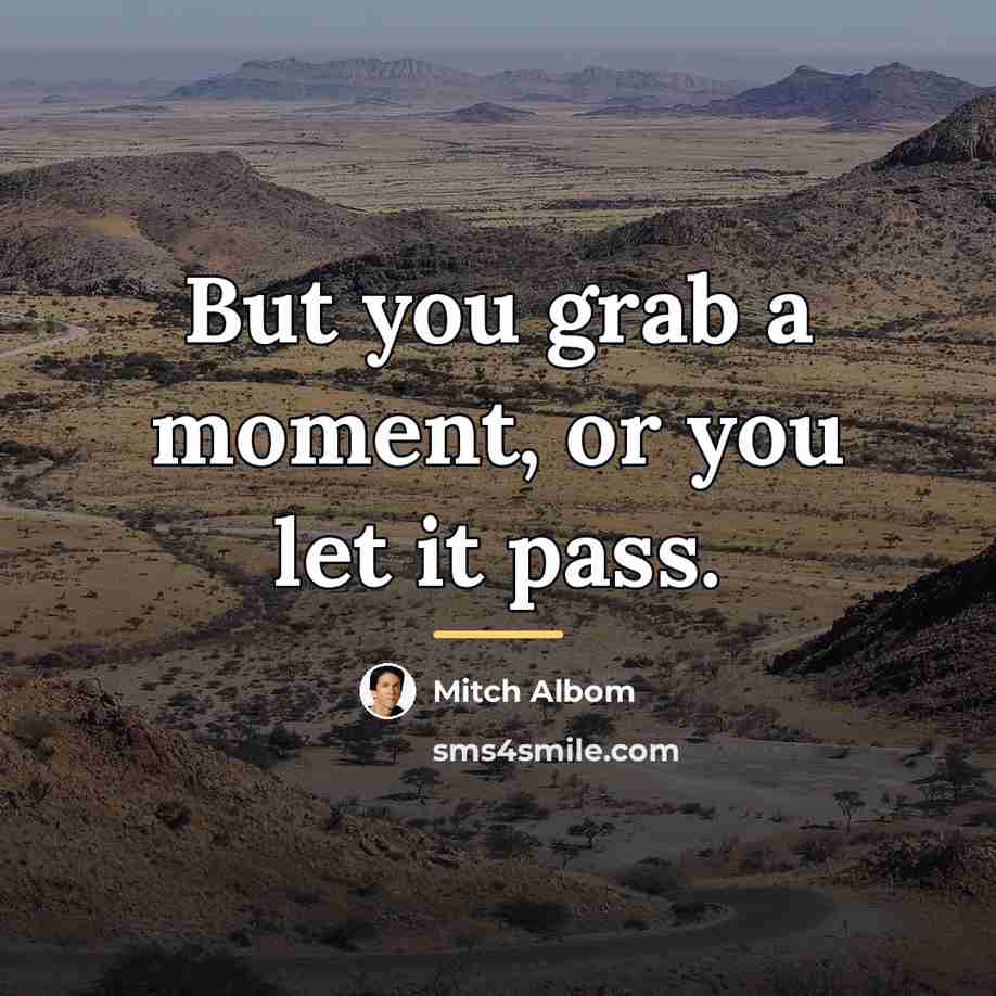 “But you grab a moment, or you let it pass.…” quote by Mitch Albom