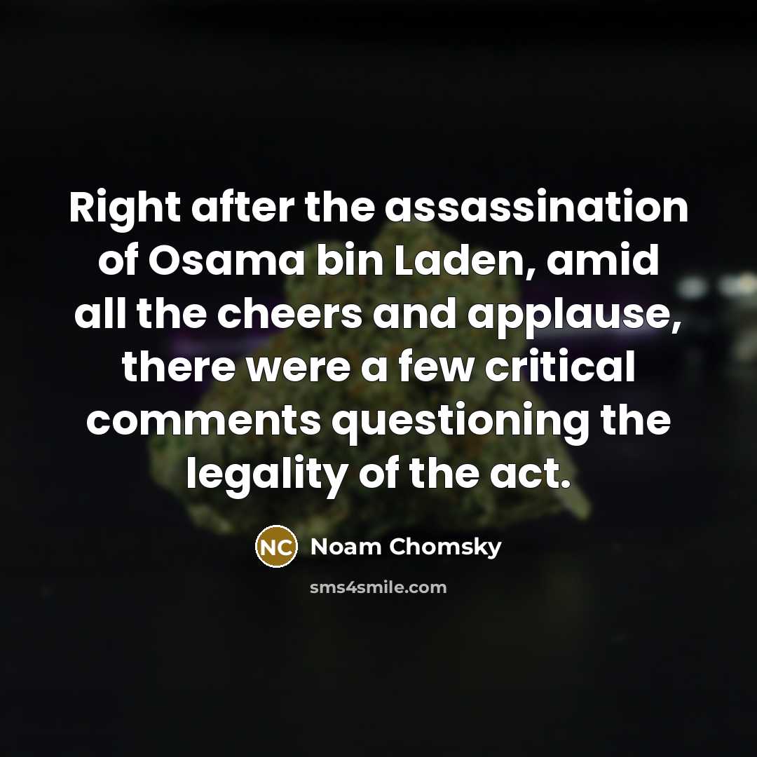 “Right after the assassination of Osama bin Laden, amid all…” quote by Noam Chomsky