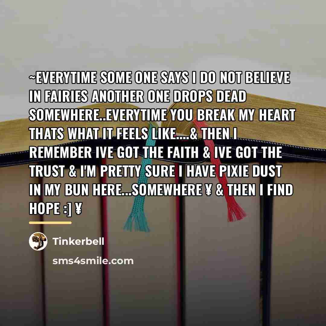 “~Everytime some one says I do not believe in fairies…” quote by Tinkerbell
