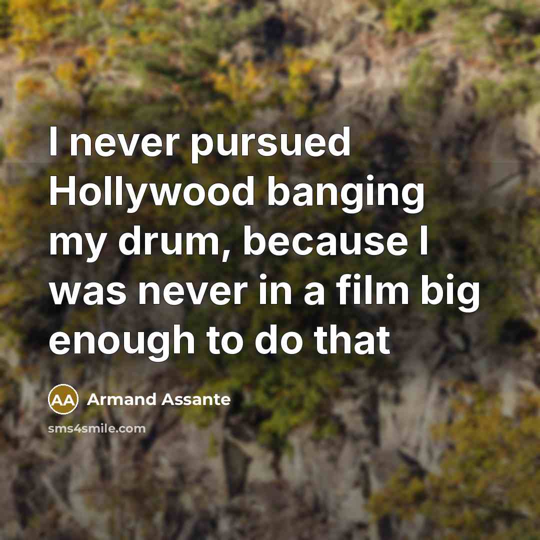 “I never pursued Hollywood banging my drum, because I was…” quote by Armand Assante