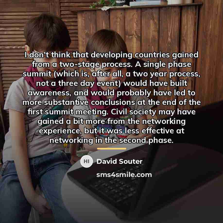 “I don't think that developing countries gained from a two-stage…” quote by David Souter