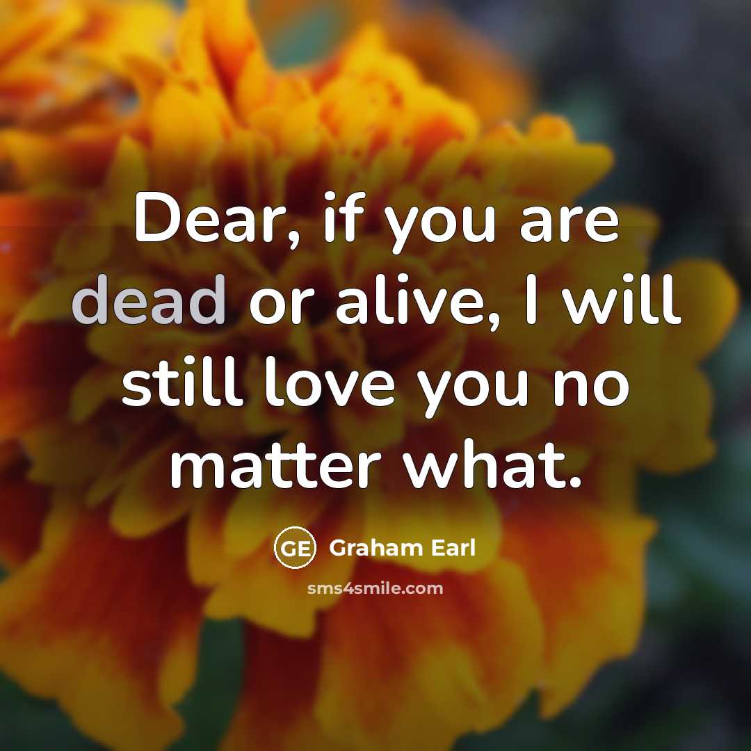 “Dear, if you are dead or alive, I will still…” quote by Graham Earl