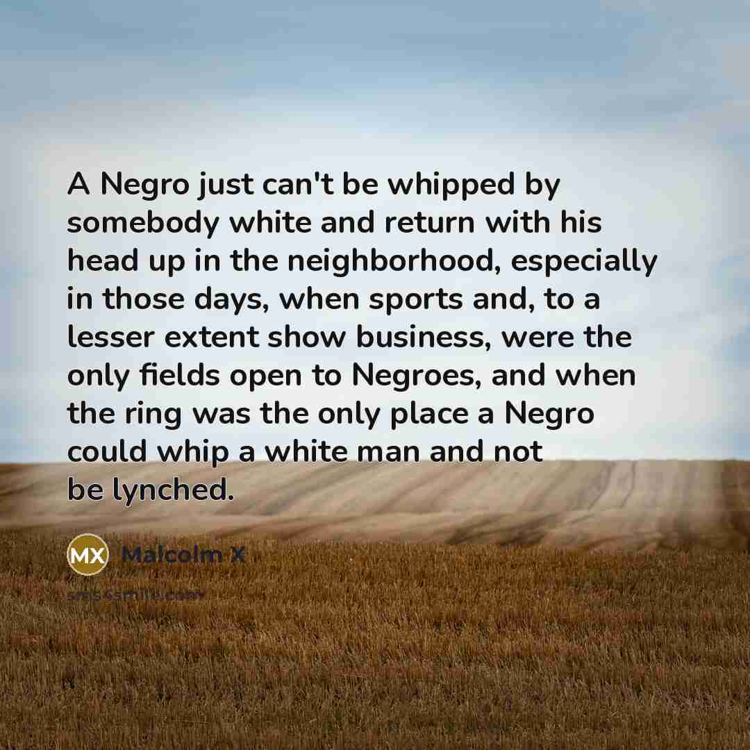 “A Negro just can't be whipped by somebody white and…” quote by Malcolm X