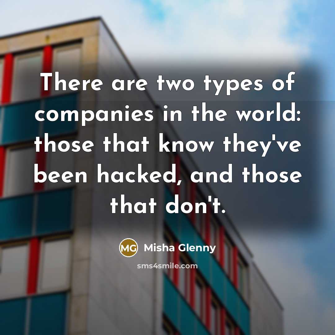 “There are two types of companies in the world: those…” quote by Misha Glenny