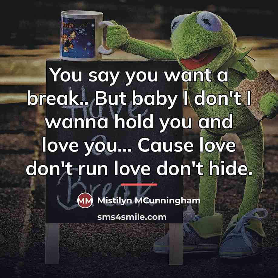 “You say you want a break.. But baby I don't…” quote by Mistilyn MCunningham