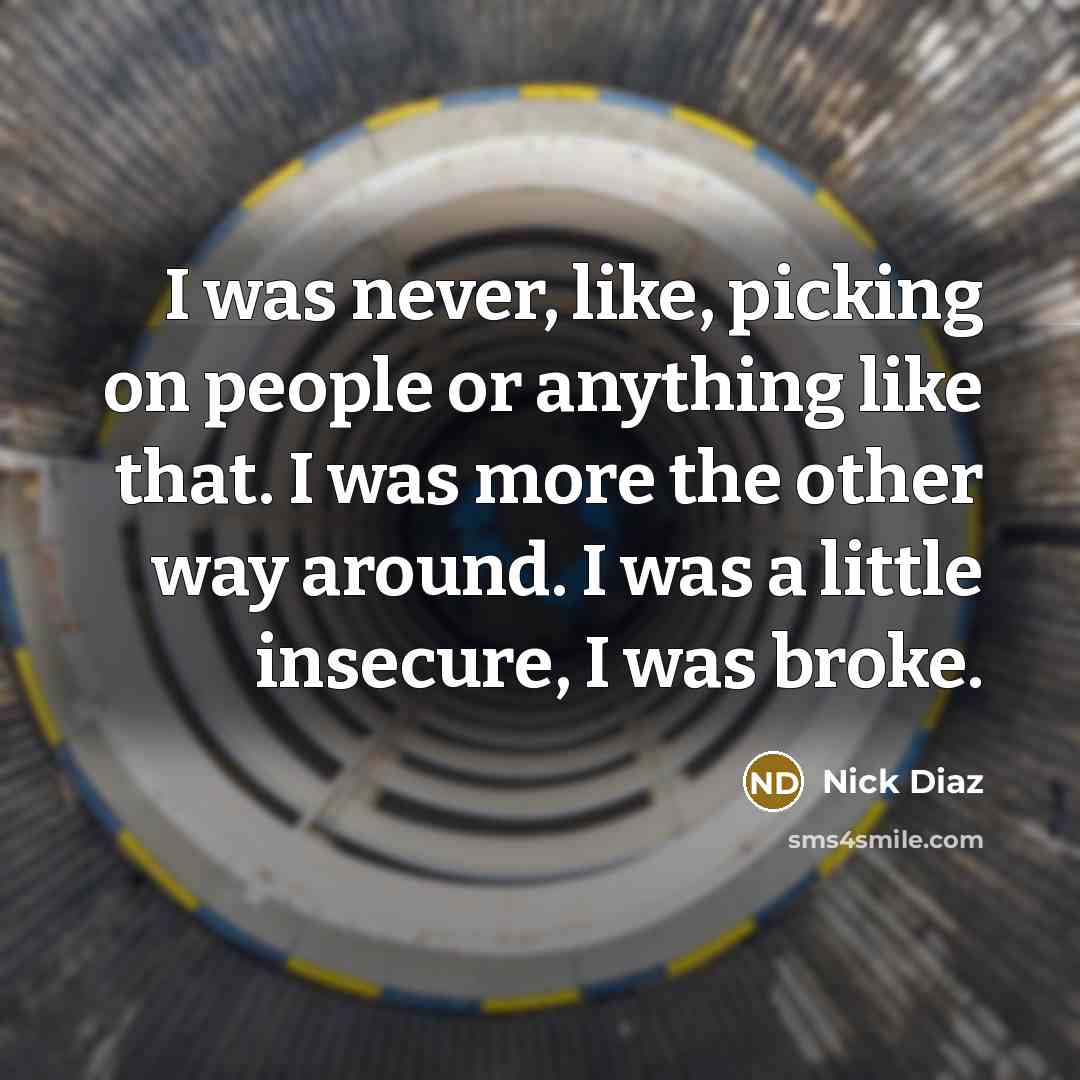 “I was never, like, picking on people or anything like…” quote by Nick Diaz
