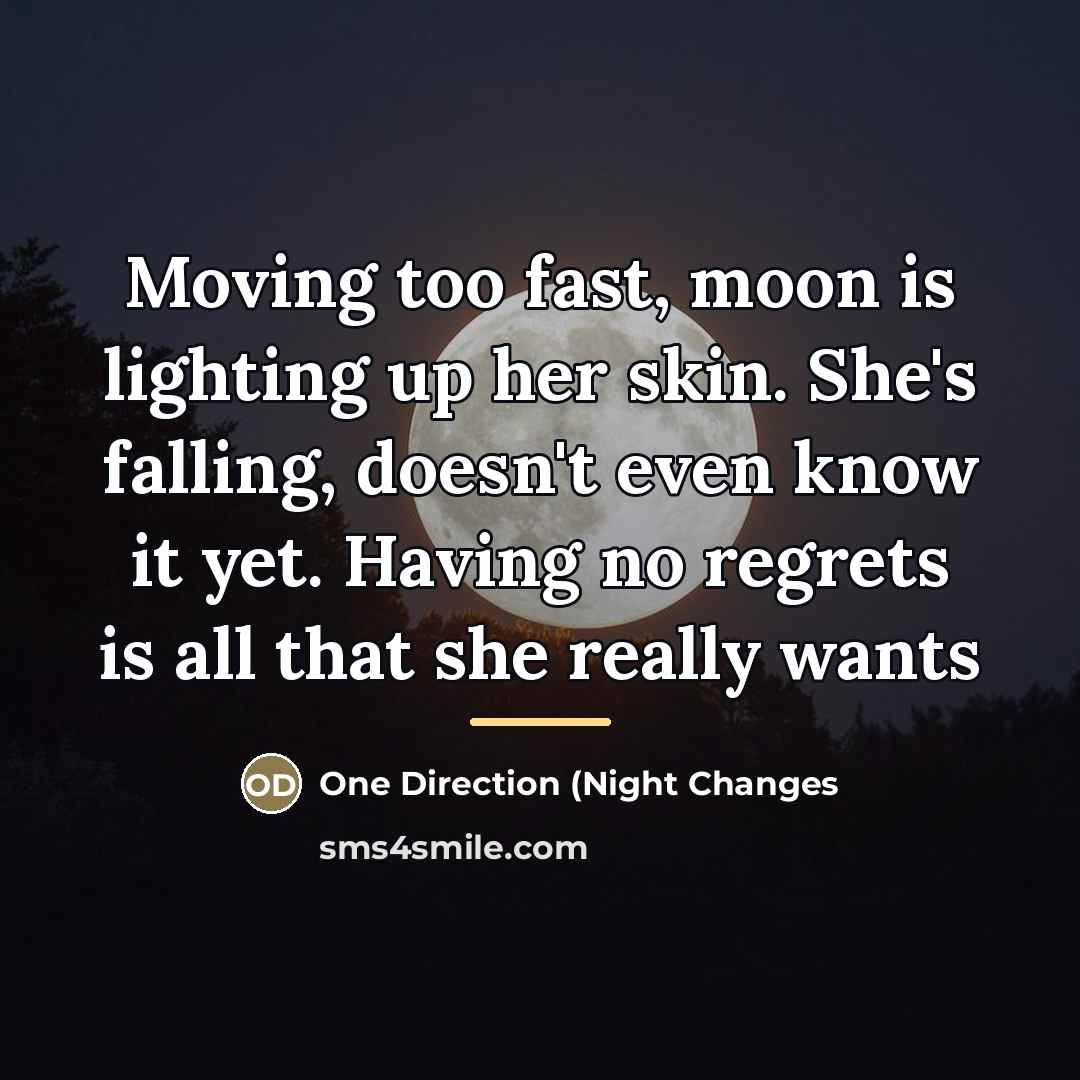 “Moving too fast, moon is lighting up her skin. She's…” quote by One Direction (Night Changes