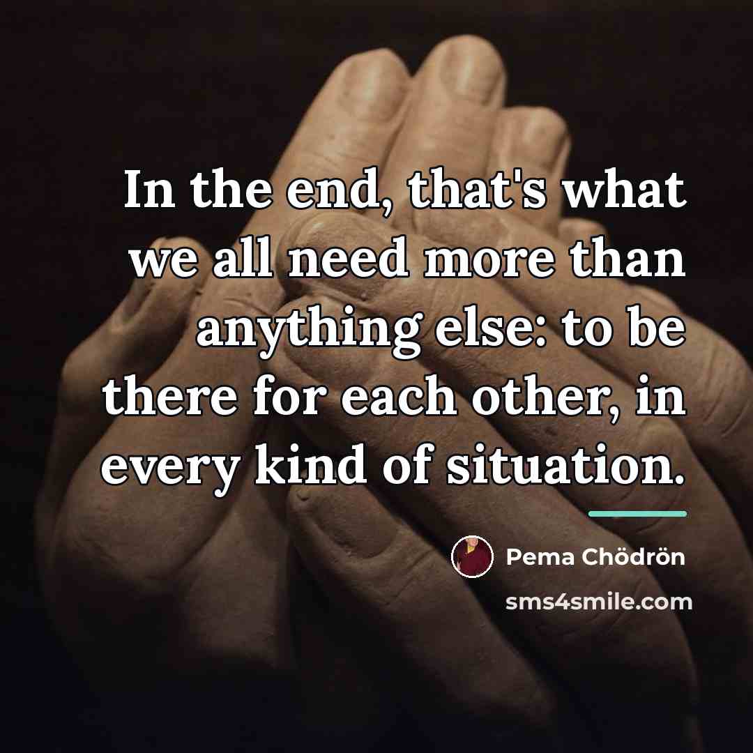 “In the end, that's what we all need more than…” quote by Pema Chodron