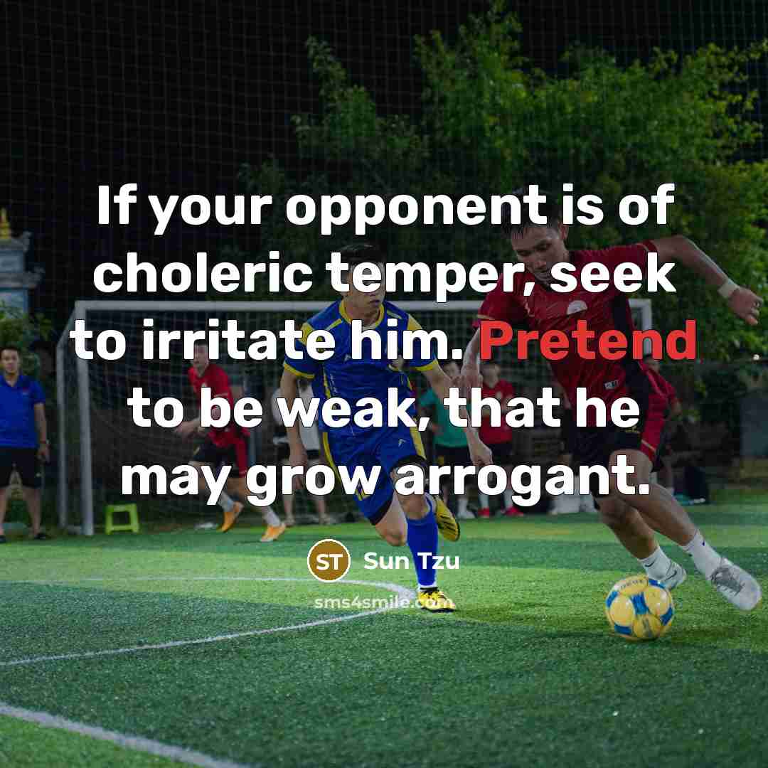 “If your opponent is of choleric temper, seek to irritate…” quote by Sun Tzu