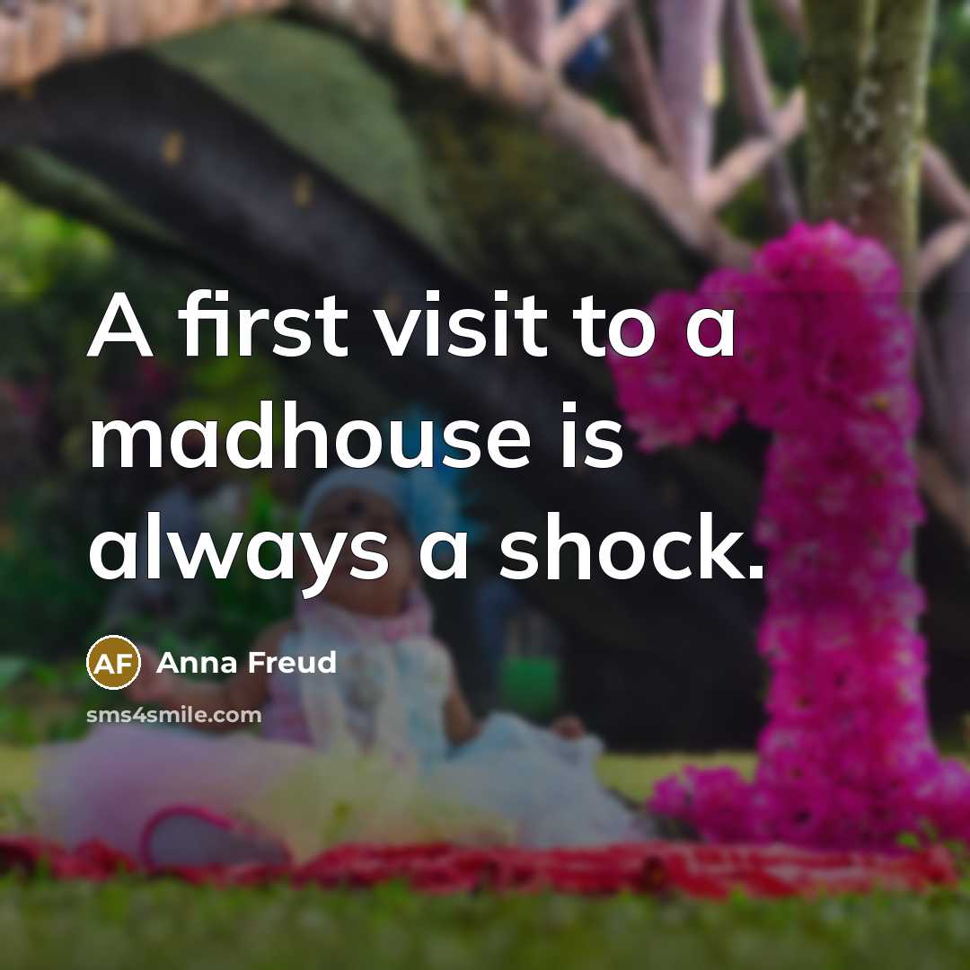 “A first visit to a madhouse is always a shock.…” quote by Anna Freud