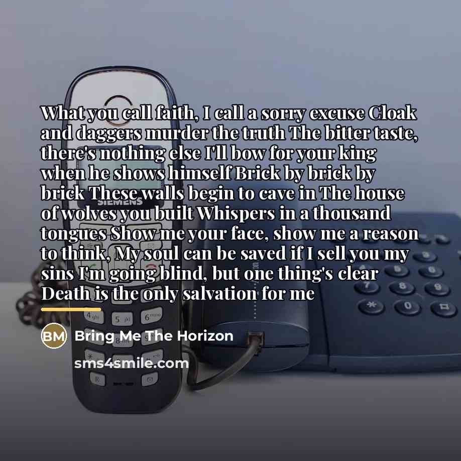 “What you call faith, I call a sorry excuse Cloak…” quote by Bring Me The Horizon