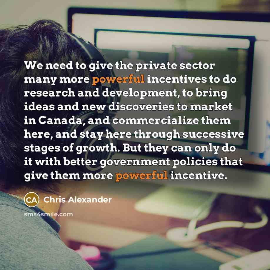 “We need to give the private sector many more powerful…” quote by Chris Alexander