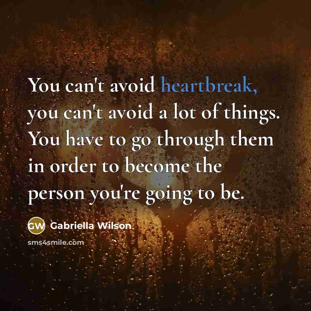 “You can't avoid heartbreak, you can't avoid a lot of…” quote by Gabriella Wilson