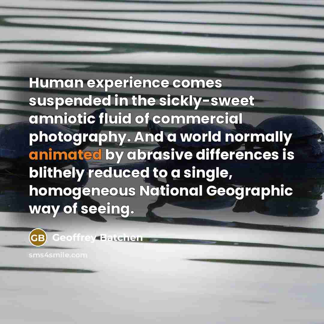 “Human experience comes suspended in the sickly-sweet amniotic fluid of…” quote by Geoffrey Batchen