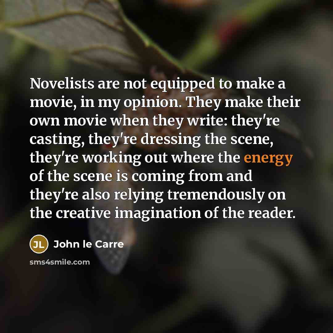 “Novelists are not equipped to make a movie, in my…” quote by John le Carre