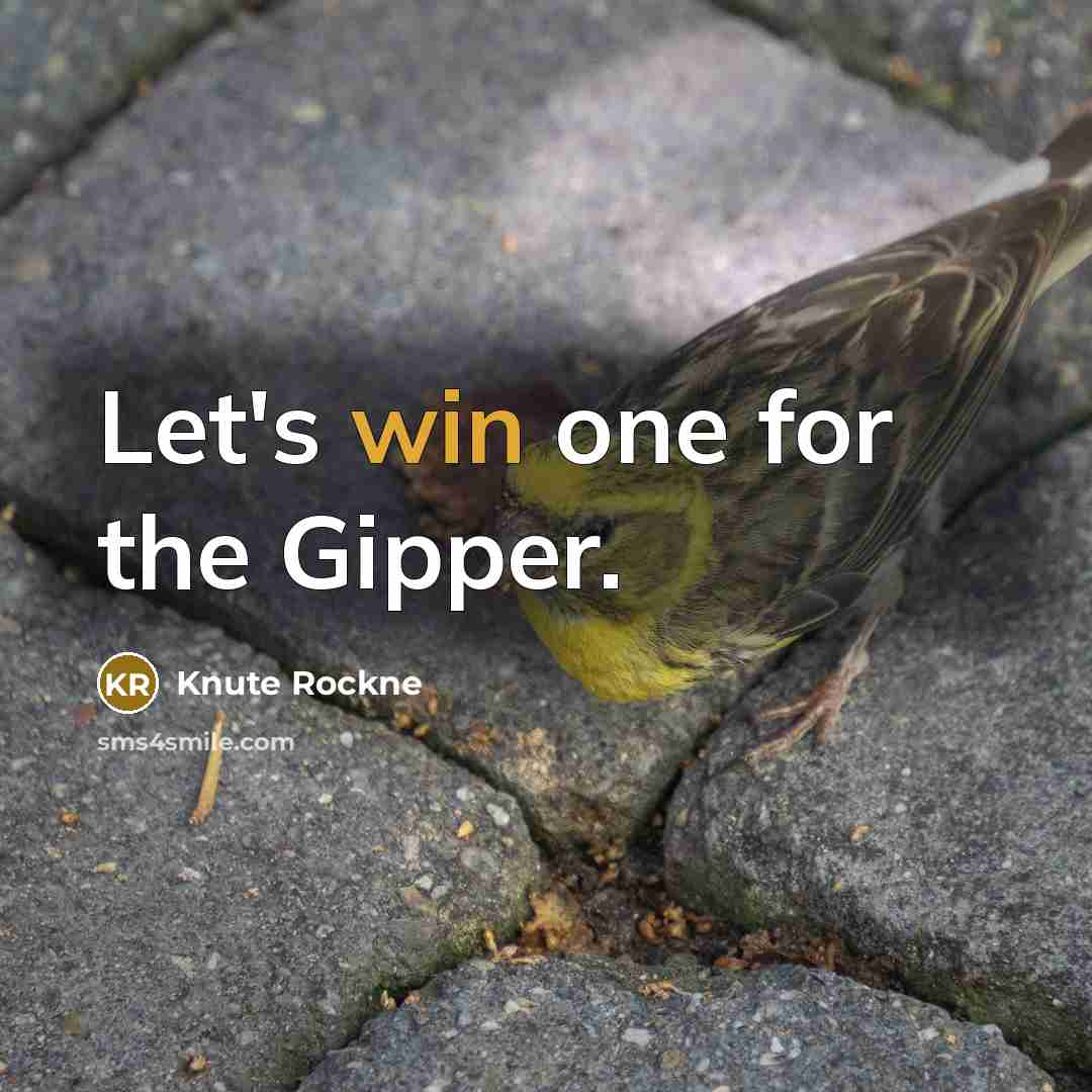 “Let's win one for the Gipper.” quote by Knute Rockne