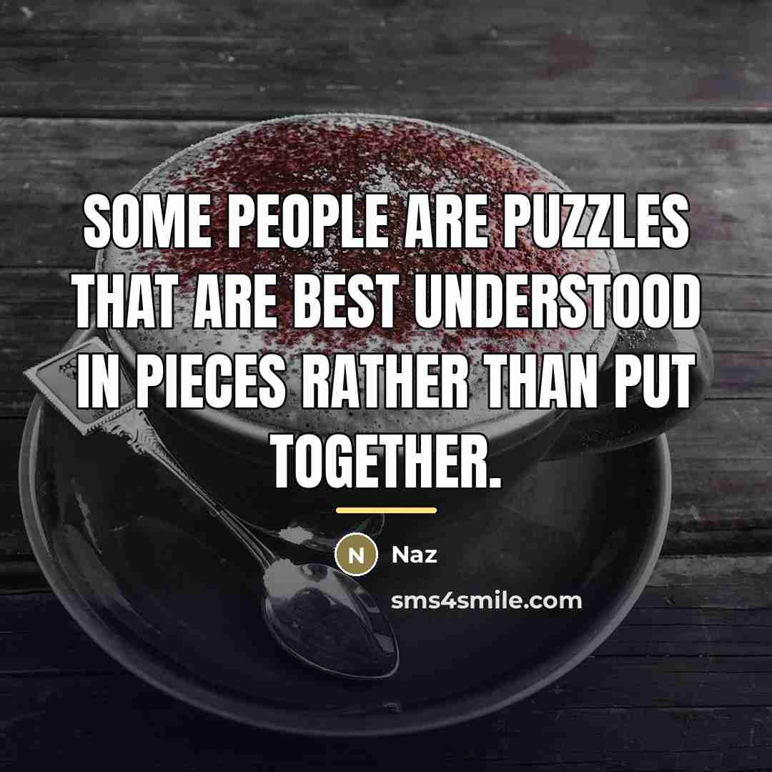 “Some people are puzzles that are best understood in pieces…” quote by Naz
