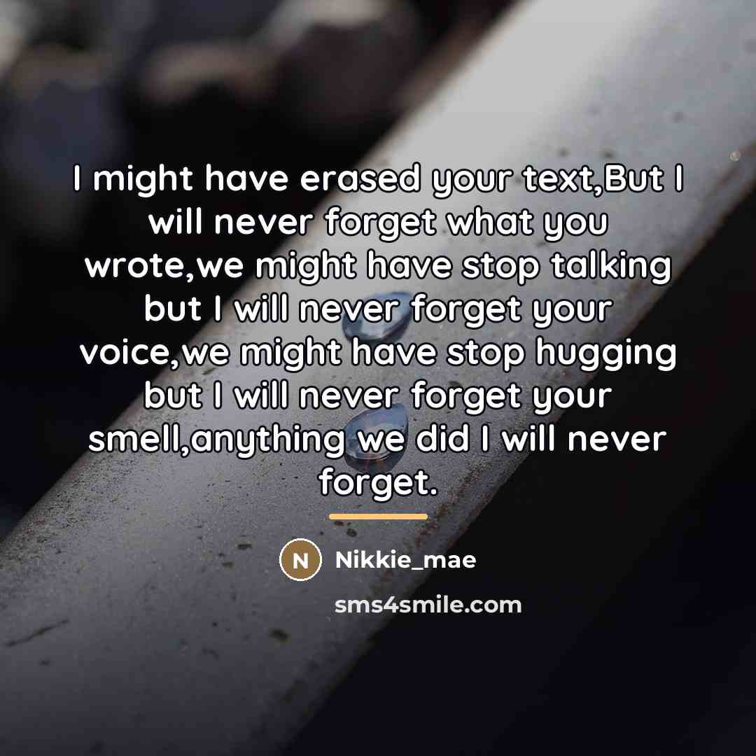 “I might have erased your text,But I will never forget…” quote by Nikkie_mae