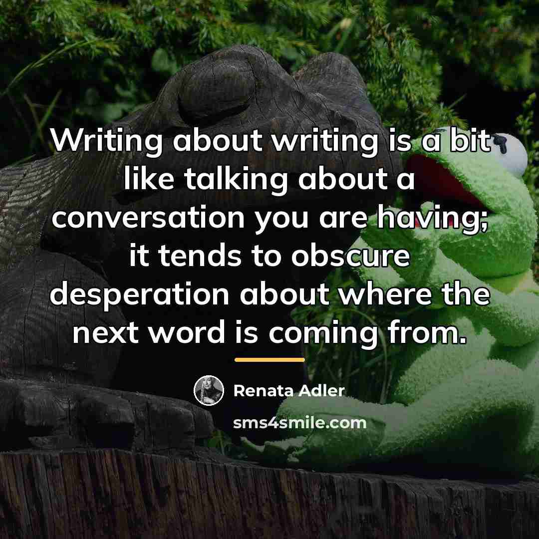 “Writing about writing is a bit like talking about a…” quote by Renata Adler