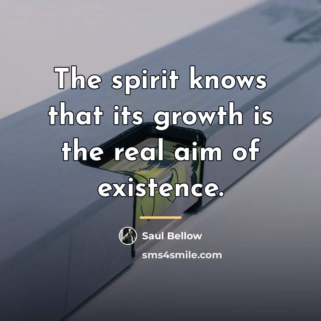 “The spirit knows that its growth is the real aim…” quote by Saul Bellow