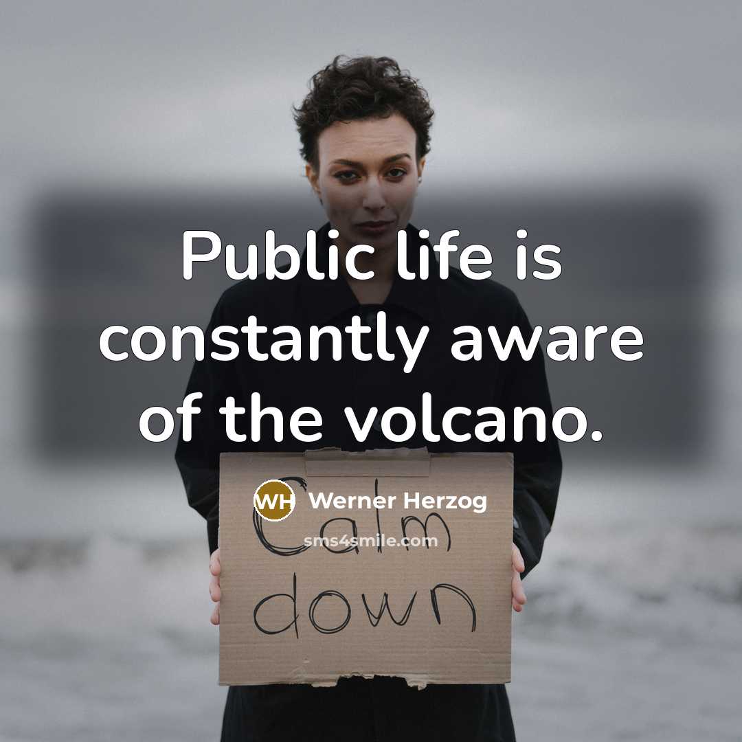“Public life is constantly aware of the volcano.…” quote by Werner Herzog