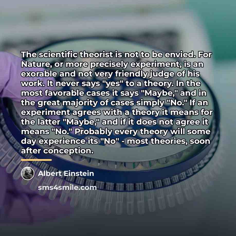 “The scientific theorist is not to be envied. For Nature,…” quote by Albert Einstein