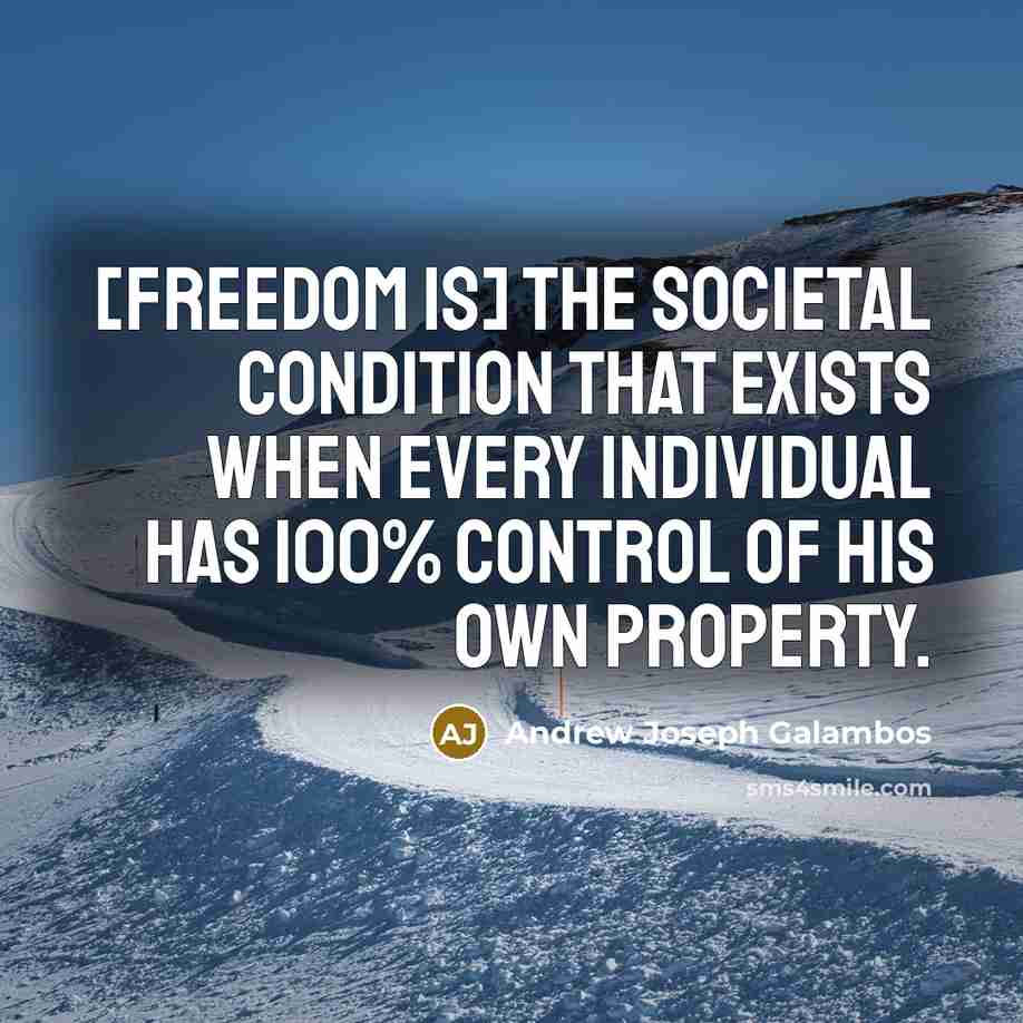 “[Freedom is] the societal condition that exists when every individual…” quote by Andrew Joseph Galambos
