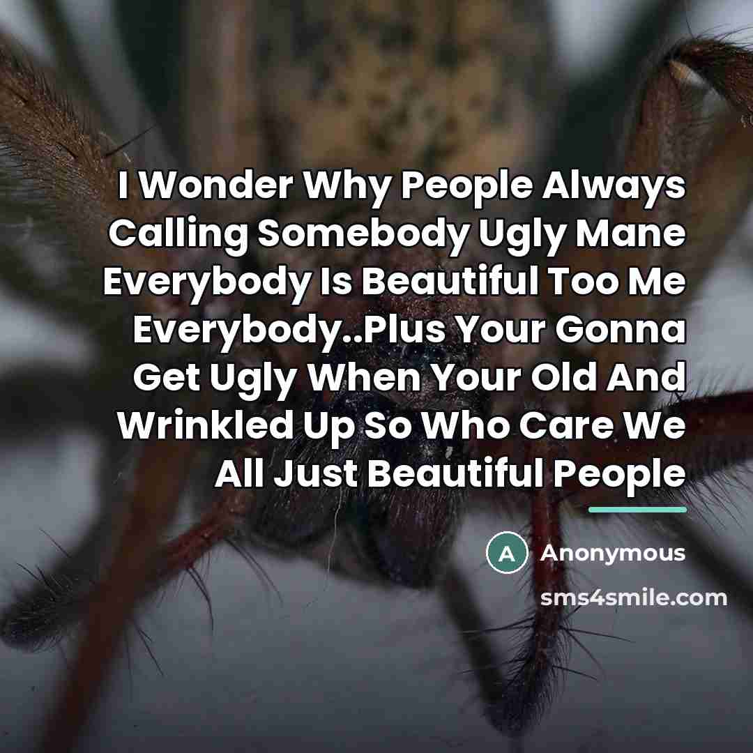 “I Wonder Why People Always Calling Somebody Ugly Mane Everybody…” quote by Anonymous