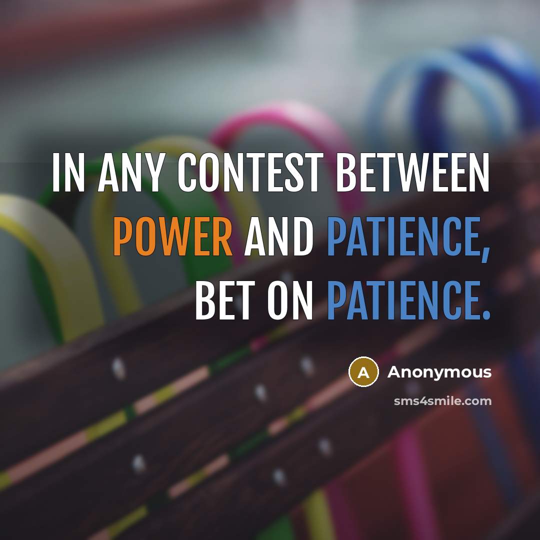 “In any contest between power and patience, bet on patience.” quote by Anonymous