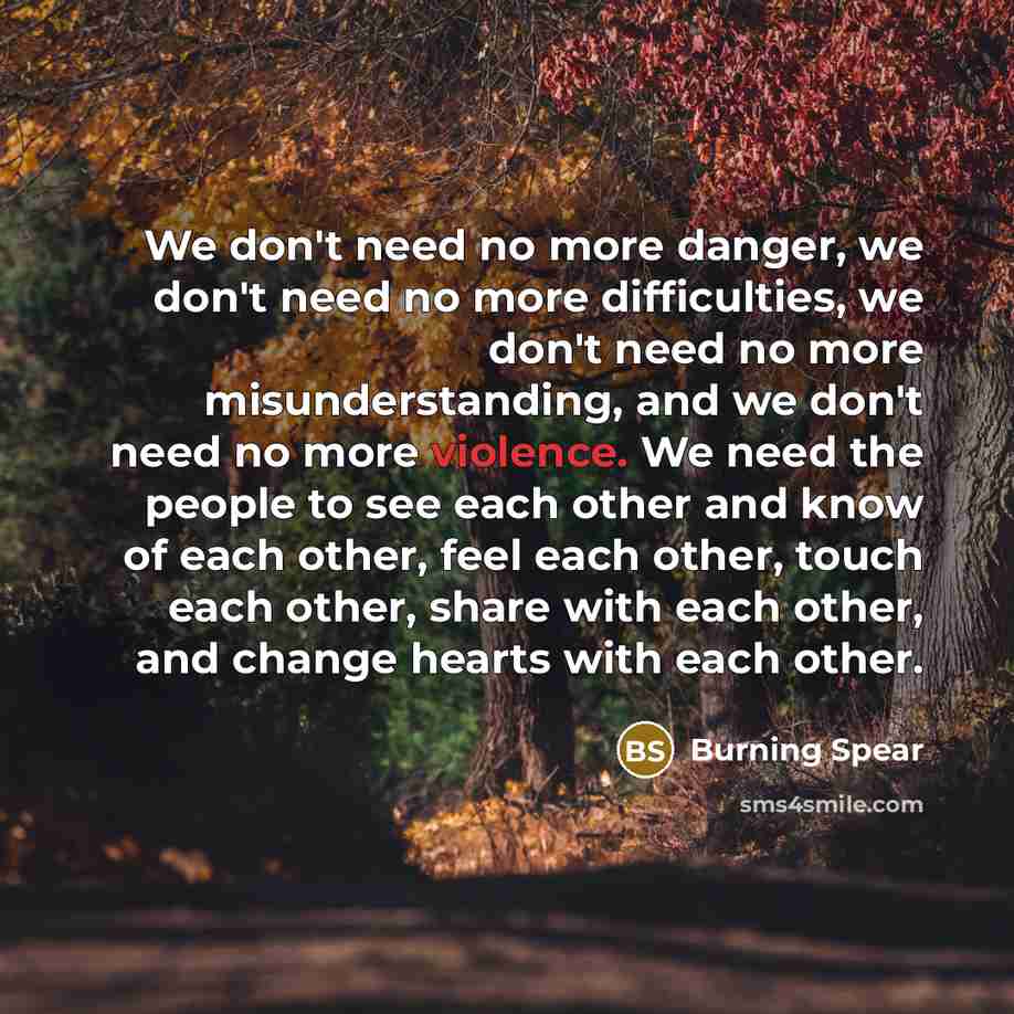 “We don't need no more danger, we don't need no…” quote by Burning Spear