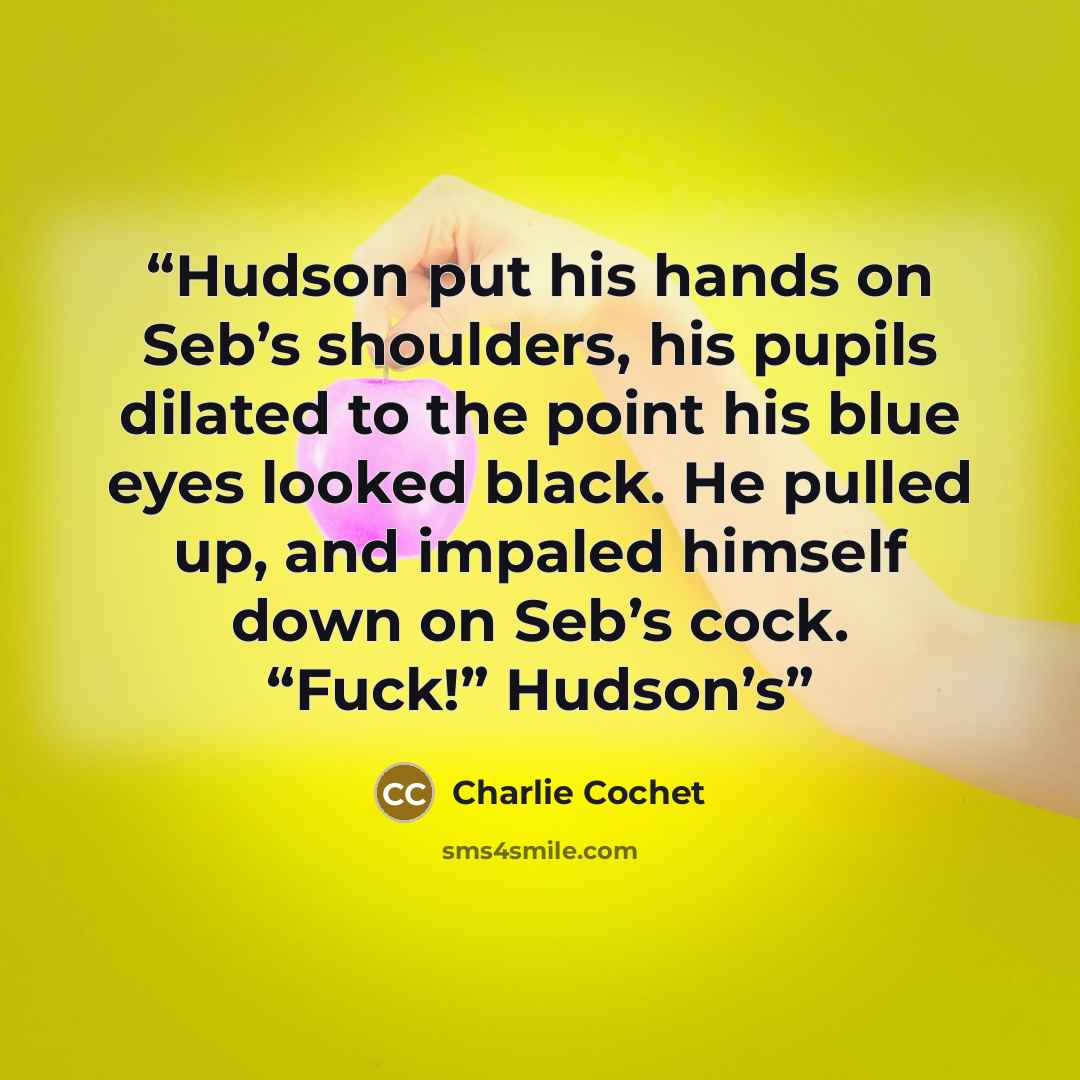 “Hudson put his hands on Seb’s shoulders, his pupils dilated to the point his blue eyes looked black. He pulled up, and impaled himself down on Seb’s cock. “Fuck!” Hudson’s” quote by Charlie Cochet