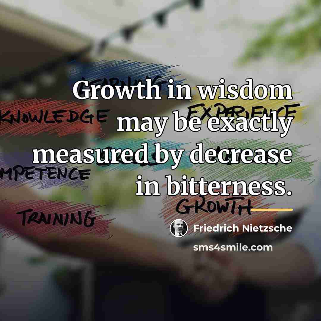 “Growth in wisdom may be exactly measured by decrease in…” quote by Friedrich Nietzsche