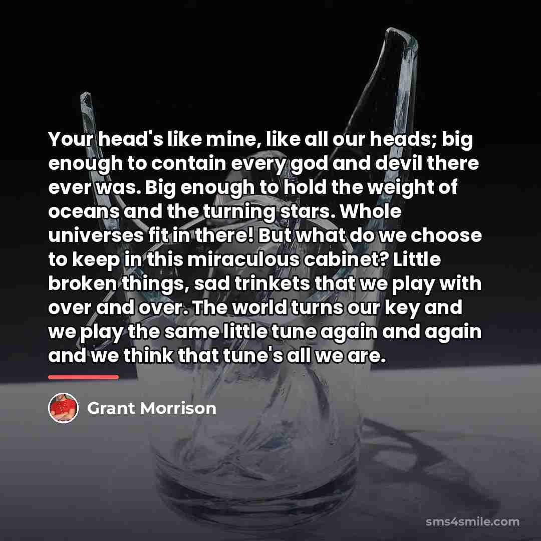 “Your head's like mine, like all our heads; big enough…” quote by Grant Morrison