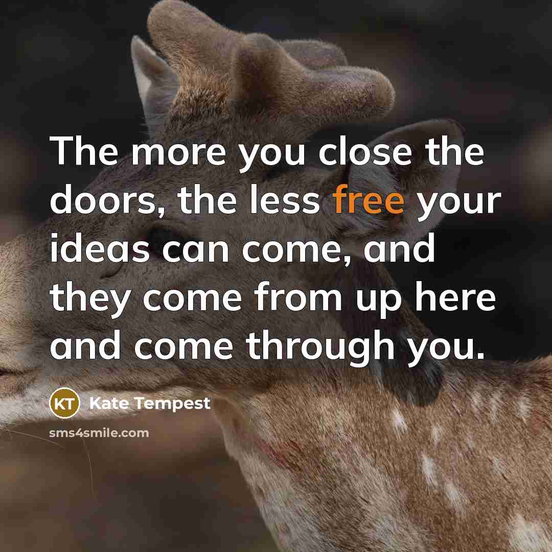 “The more you close the doors, the less free your…” quote by Kate Tempest