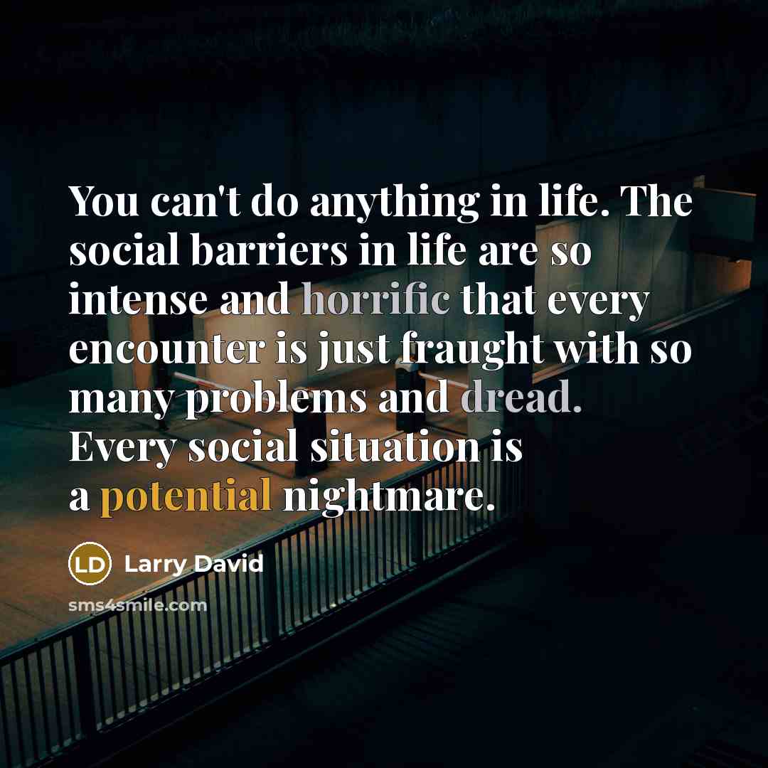 “You can't do anything in life. The social barriers in…” quote by Larry David