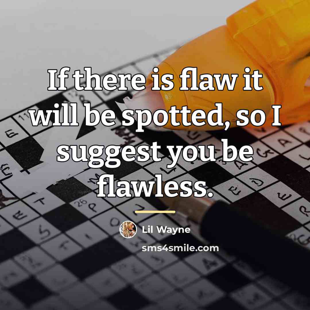 “If there is flaw it will be spotted, so I…” quote by Lil Wayne