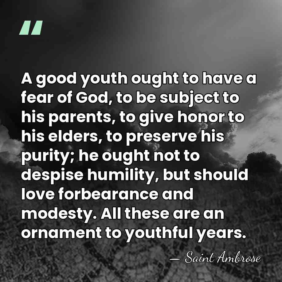 A good youth ought to have a fear of God, to be&hellip; - Saint Ambrose